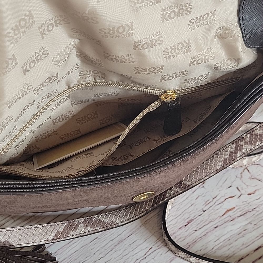Michael Michael Kors Brown Suede And Python Embos… - image 6